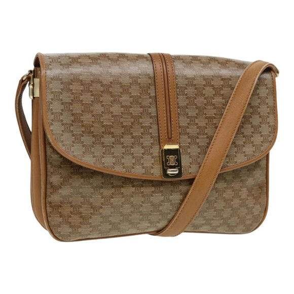 CELINE Macadam Canvas Shoulder Bag Beige Auth - Picture 1 of 16